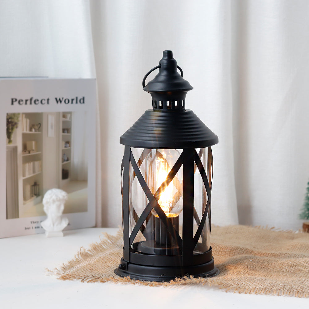 Black Iron Lantern Lamp-2