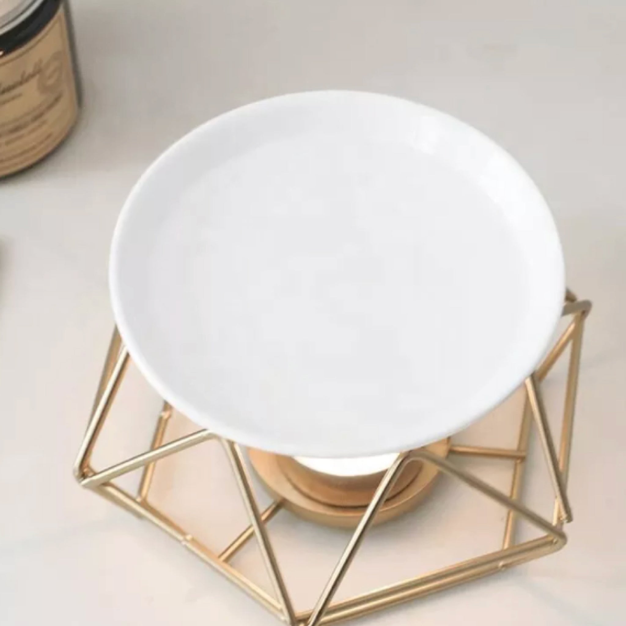 Geo Warmer — Ceramic & Gold Aromatherapy Candle Holder-1