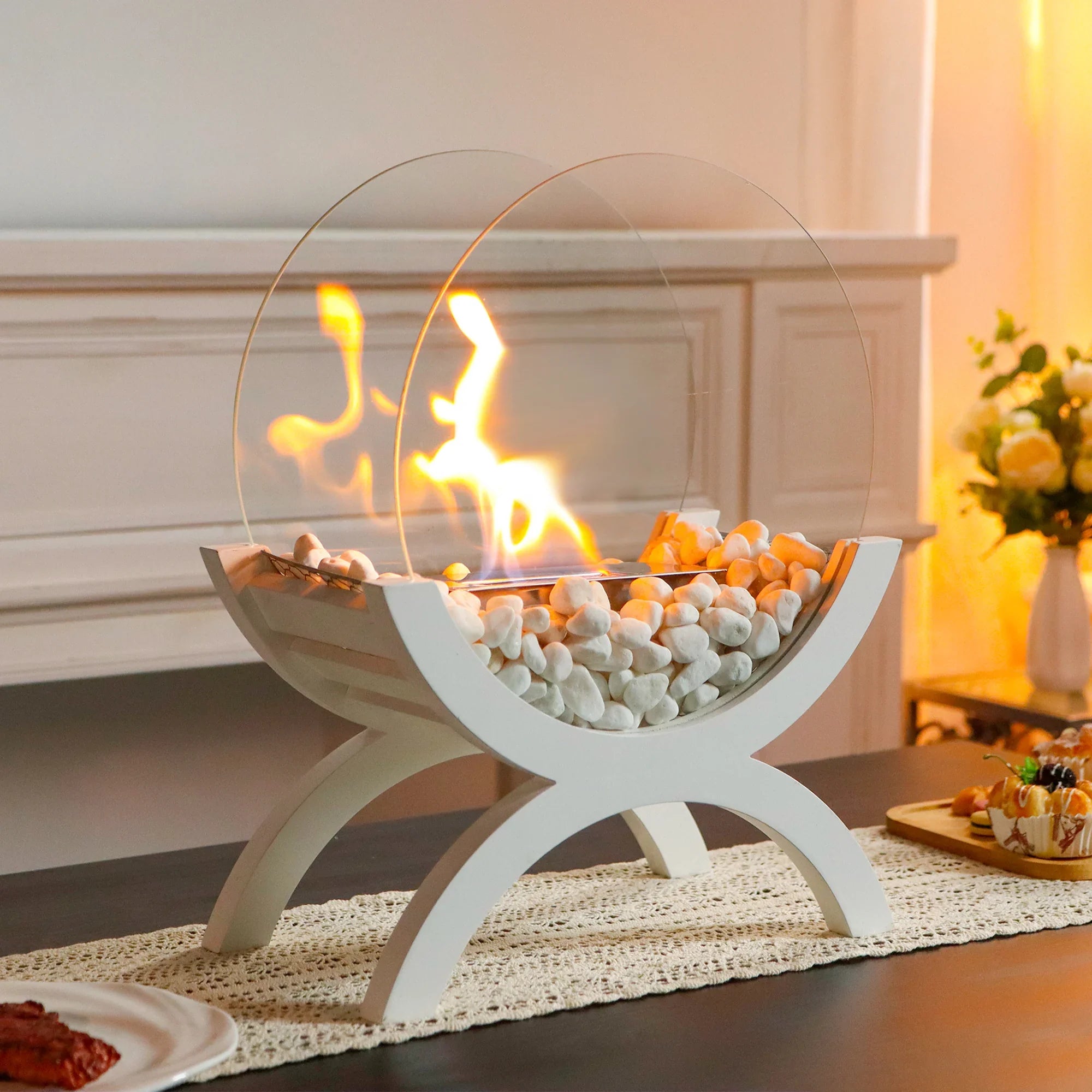 Round Tabletop Firepit – 43cm Bio-Ethanol Fireplace-2