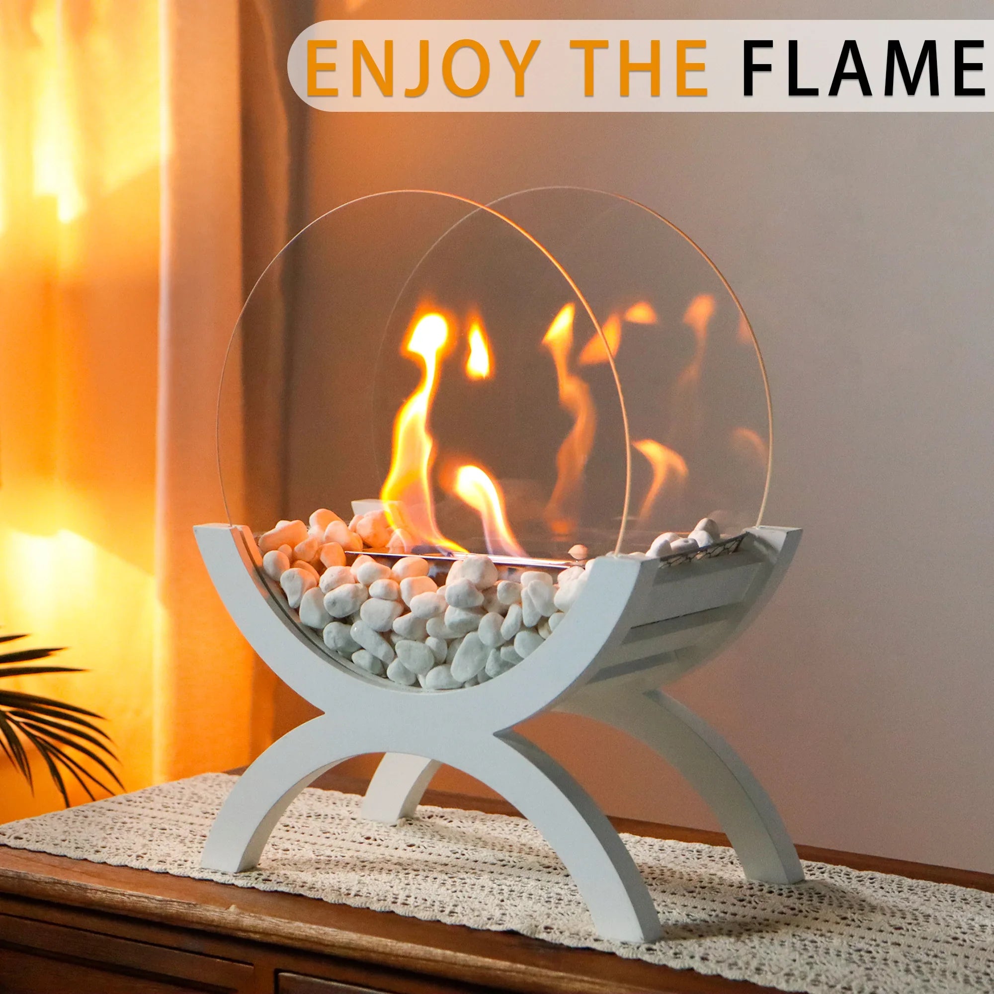 Round Tabletop Firepit – 43cm Bio-Ethanol Fireplace-3
