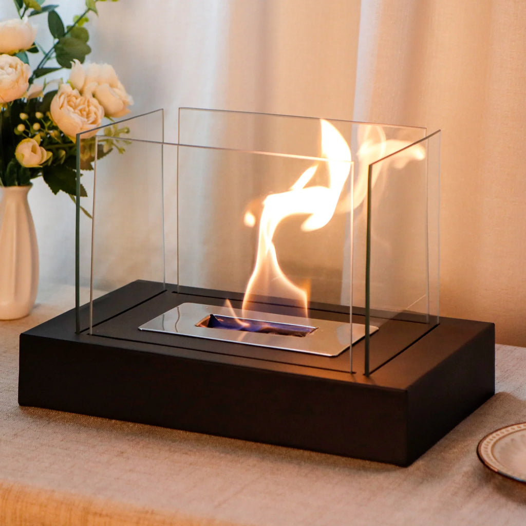 360° Glass Rectangular Ethanol Fire Bowl With Four-Sided Glass-1